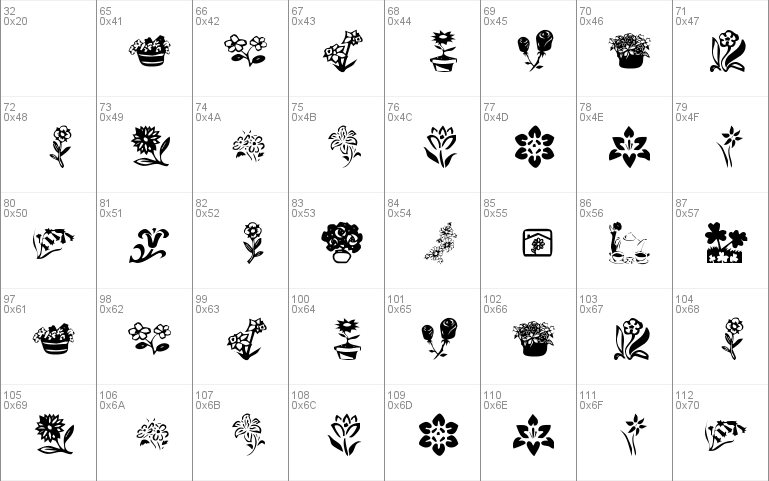 KR Kat's Flowers 4 Font 2