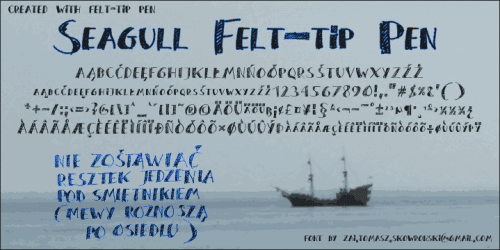 Zai Seagull Felt-Tip Pen Font