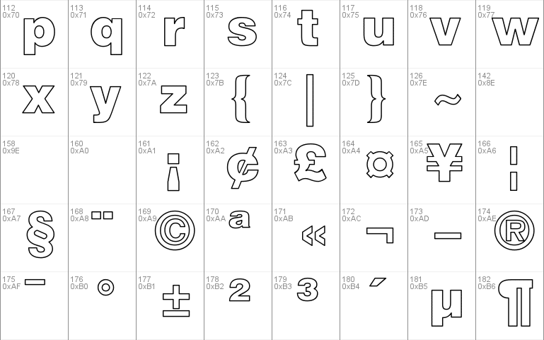 Helvetica Black Hollow Font 2