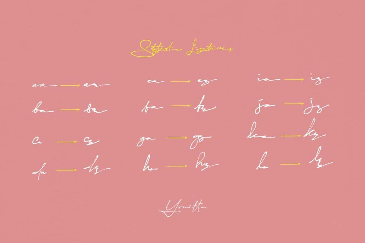 Yonitta Signature Script Font 8