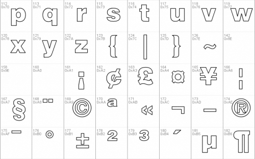 Helvetica Black Hollow Font 2