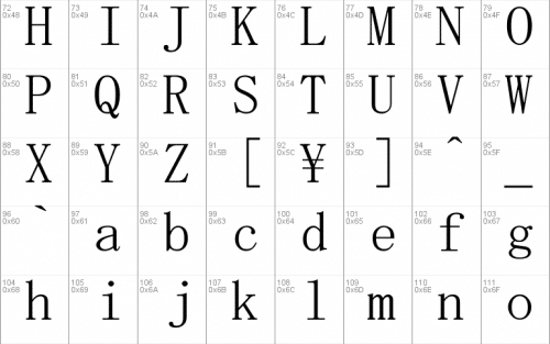 MS Mincho Font 1