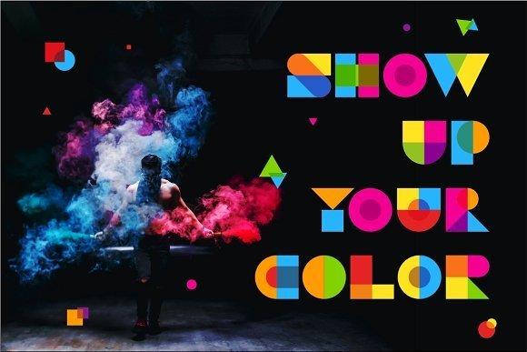 Garis Lengkung Colorful Font 2