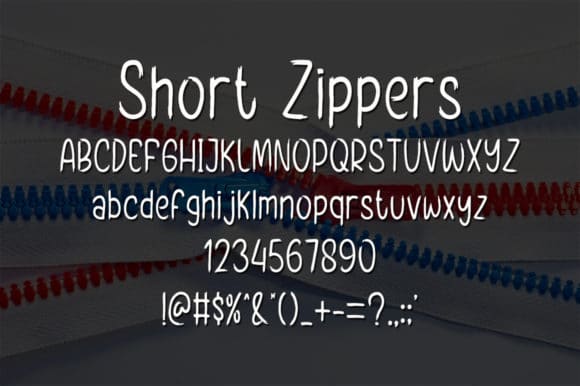 Short Zippers Font 4