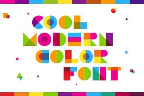 Garis Lengkung Colorful Font 1