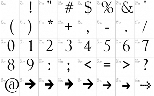 Arrow Symbols 1 Font 2