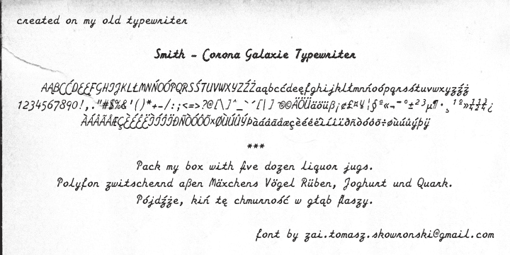 zai Smith-Corona Galaxie Typewriter Font 1