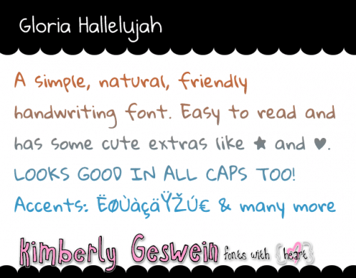 Gloria Hallelujah Font 1