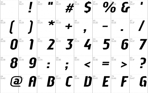 Sliced-Downtilted Font 6