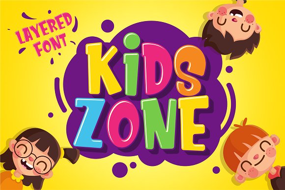 Kids Zone Layered Font