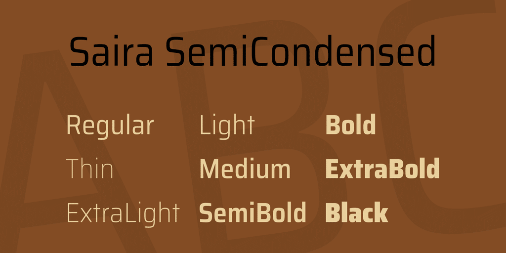 Saira Semicondensed Font