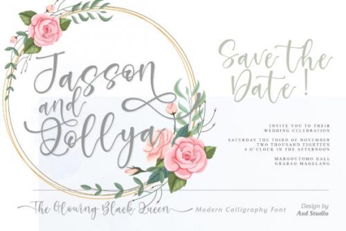 The Glowing Black Queen Script Font
