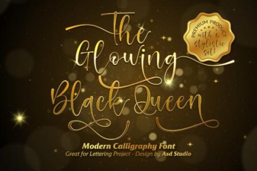 The Glowing Black Queen Script Font
