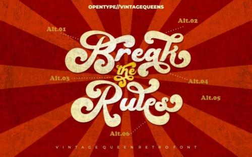 Vintage Queens Retro Script Font